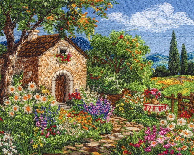 Intricate landscape embroidery sample | Embroidery Digitizing